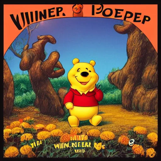 Prompt: album cover of winnie the poo