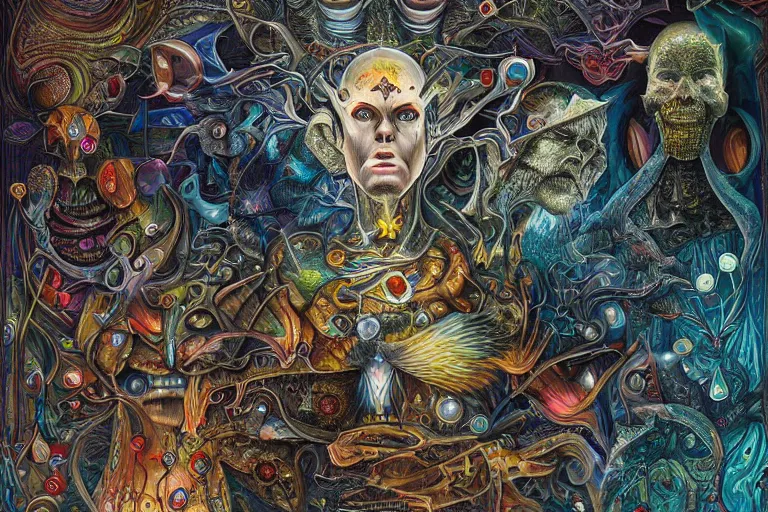Prompt: photorealistic the book fo revelations by pedro correa, android jones, alex grey, chris dyer, and aaron brooks