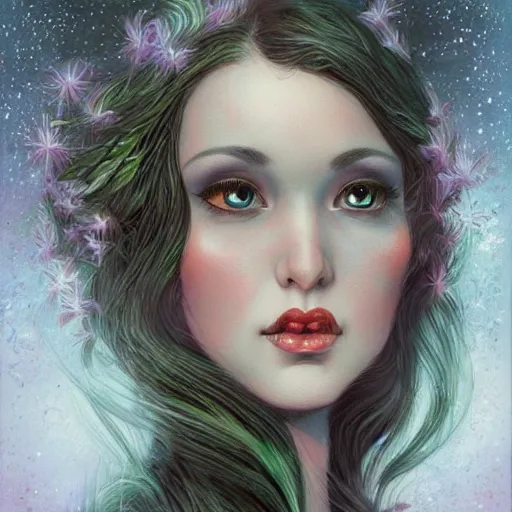 Image similar to a portrait in the style of anna dittmann and charles dulac and virgil finlay.
