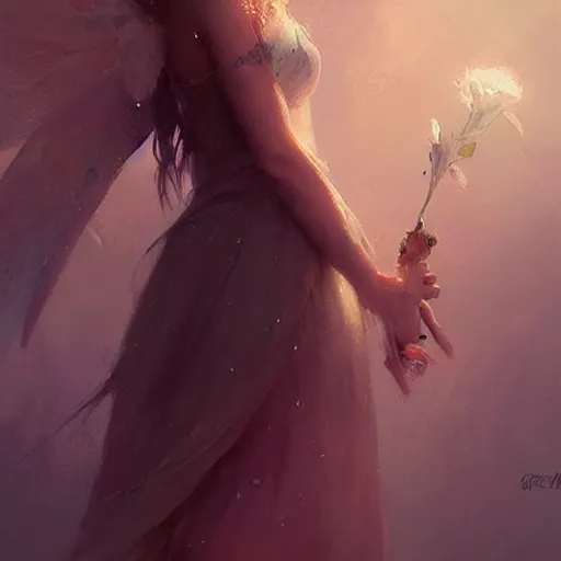 Image similar to “pretty fairy by Greg Rutkowski, realism, fantasy, trending on Artstation”