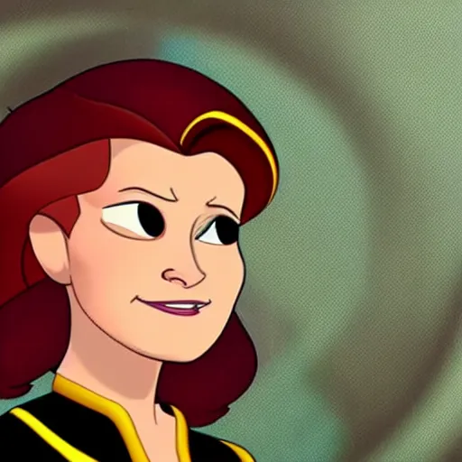 Prompt: captain janeway from star trek voyager in an animated disney movie, beautiful character art