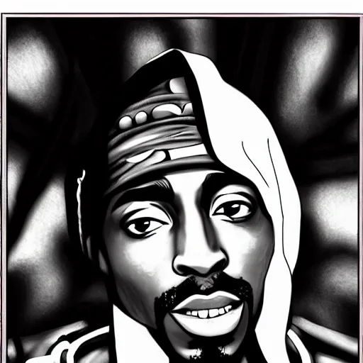 Image similar to Tupac Shakur, screenshot from a 2012s anime