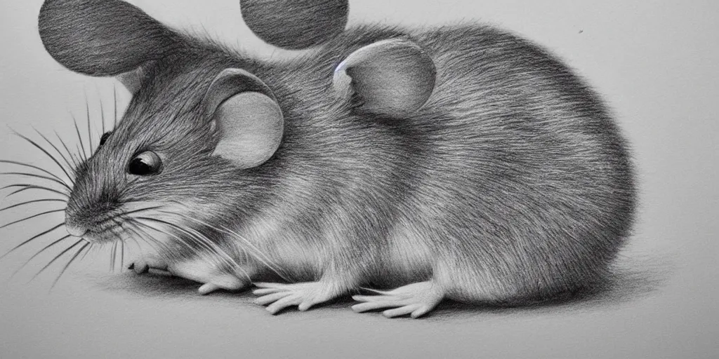 Image similar to a beautiful pencil drawing of one cartoon mouse; masterpiece; extremely highly detailed; ultra-realistic; trending on artstation