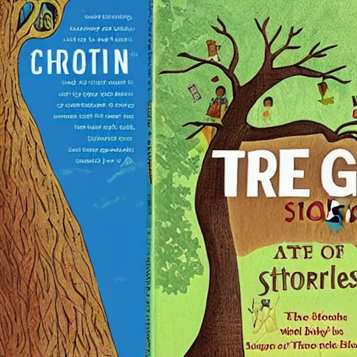 Prompt: the tree that grow books that contain different stories about all humans on the earth