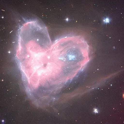 Image similar to a heart shaped space nebula, taken with hubble telescope,