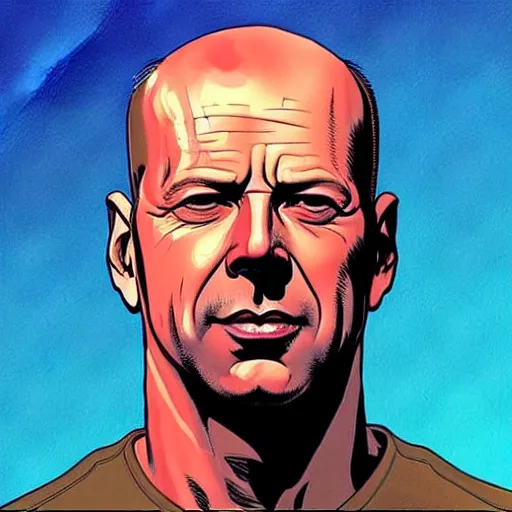 Image similar to “ bruce willis retro minimalist portrait by jean giraud, moebius starwatcher comic, 8 k ”