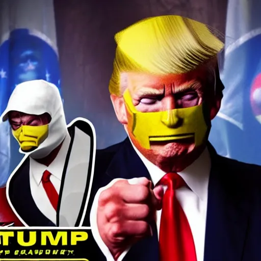 Image similar to donald trump as mortal kombat character,