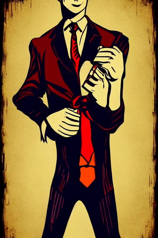 Image similar to men using tie shirt, pop art, bioshock infinite art style