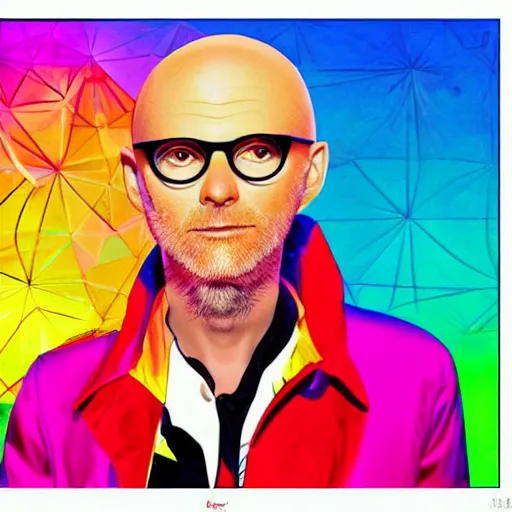 Image similar to singer moby merged with singer beck, art by lisa frank,