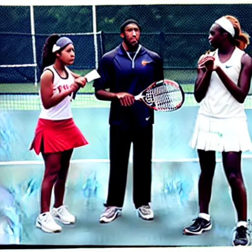 Image similar to ray lewis coaching high school girls tennis, promotional photograph