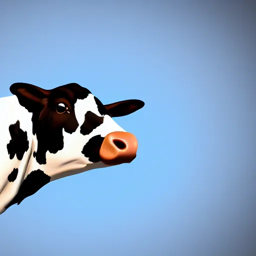 Image similar to portrait of a flying cow with wings, photorealistic, 4 k