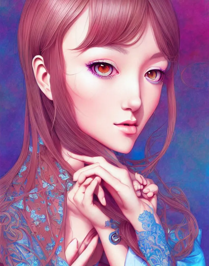 Prompt: richly detailed color  illustration of a pretty young woman, 'Magical Mystery Tour' is the theme, very soft shadowing, large scale image. art by Artgerm and Range Murata.