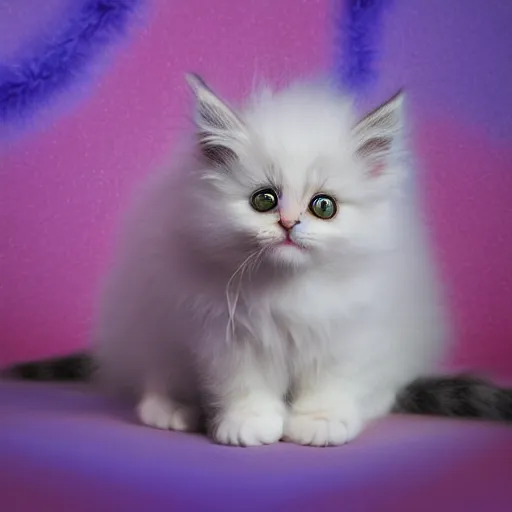 Prompt: cute fluffy kitten with rainbow fur and fluffy octopus legs, cinematic lighting, portrait, digital art,