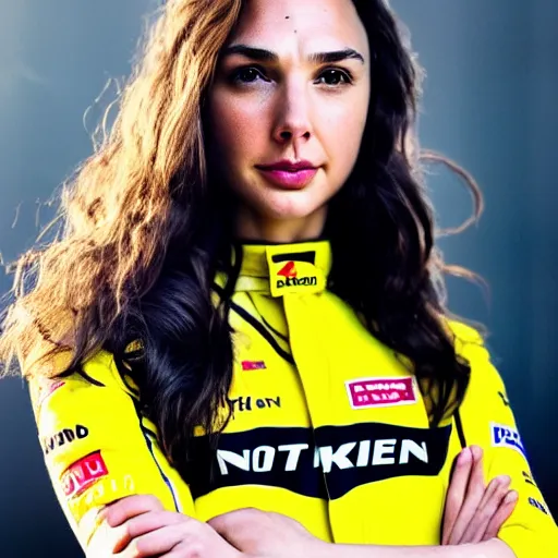 Image similar to gal gadot as a formula one driver, nikon 3 5 mm portrait photography, ultra realistic