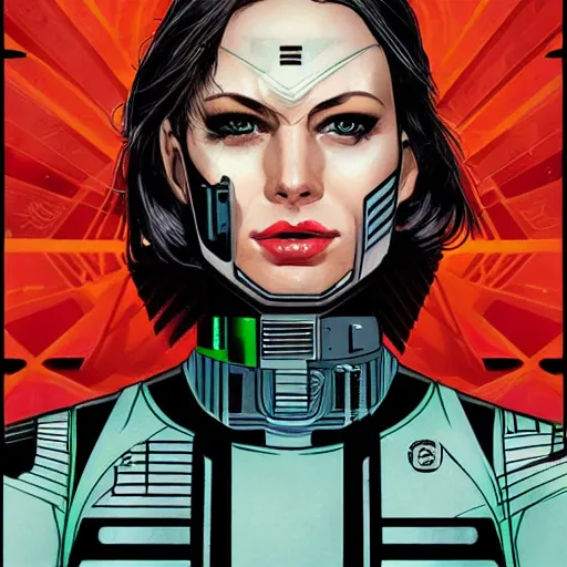 Image similar to portrait of a female android, by MARVEL comics and Sandra Chevrier