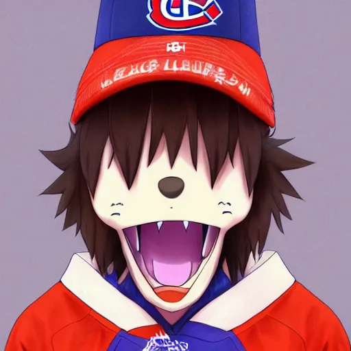 Image similar to anime Portrait of Youppi the Habs Montreal Canadiens Mascot as a very cute powerful and friendly pokemon, highly detailed anime, high evolution, 1990s, legendary, smooth, sharp focus, dynamic lighting, intricate, trending on ArtStation, illustration pokemon, art by WLOP