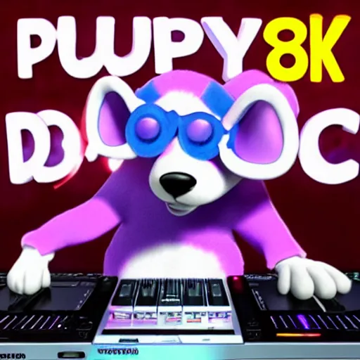 Image similar to puppy as a DJ, 8k, by Pixar