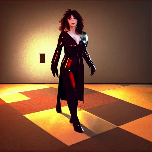 Image similar to Kate Bush as a Square Enix Villain 2005 JRPG cinema 4d render, Ray tracing reflection, natural lighting, Unreal Engine award winning photography