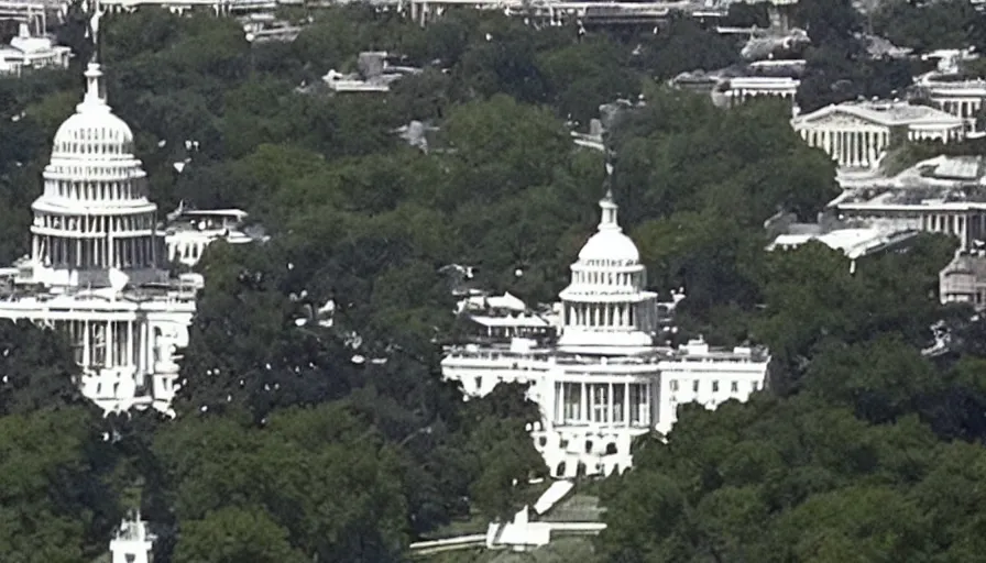 Image similar to gandalf attacks the white house, cnn news footage taken from above.