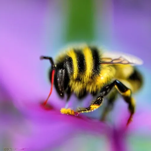 Image similar to 3 d bee, macro, depth of field, f 1. 2 highly detailed