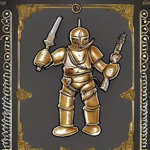 Prompt: Royal Warforged guard wielding a guisarme and a sun symbol engraved in it's chest, High res, detailed, dungeons and dragons