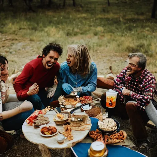 Image similar to a camp of warrior in dessert take a break laugh each other and talk, canon eos c 3 0 0, ƒ 1. 8, 3 5 mm, 8 k, medium - format print