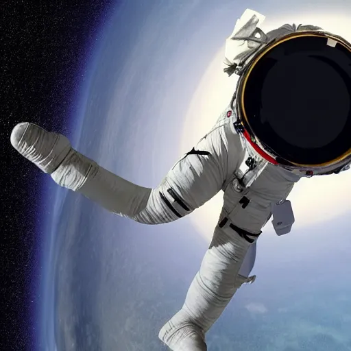 Image similar to astronaut falling into a black hole