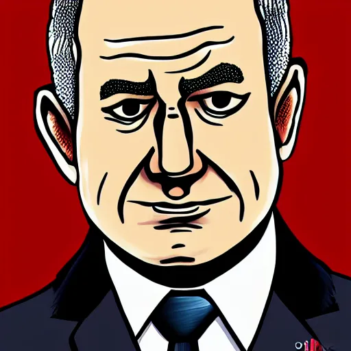 Image similar to a portrait of benjamin netanyahu by junji ito