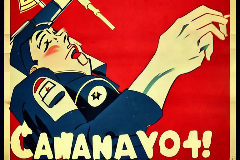 Image similar to 1940s, war, anime, poster, propaganda