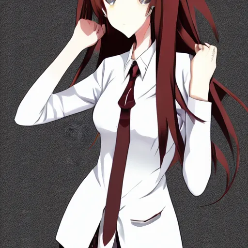 Image similar to makise kurisu digital art