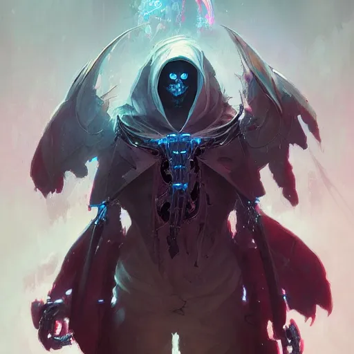 Image similar to portrait of a cybernetic grim reaper of death, cyberpunk concept art by pete mohrbacher and artgerm and wlop and greg rutkowski and deathburger, digital art, highly detailed, intricate, sci-fi, sharp focus, Trending on Artstation HQ, deviantart, unreal engine 5, 4K UHD image