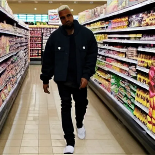 Image similar to grocery store filled with multiple kanye wests shopping