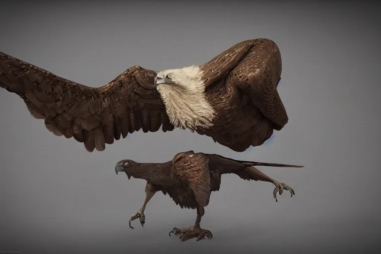 Prompt: a strong vulture next to a malnourished hawk. ultra-detailed, 8k, octane render