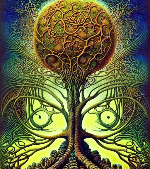 Image similar to tree of life by roger dean and andrew ferez, art forms of nature by ernst haeckel, divine chaos engine, symbolist, visionary, art nouveau, botanical fractal structures, organic, detailed, realistic, surreality