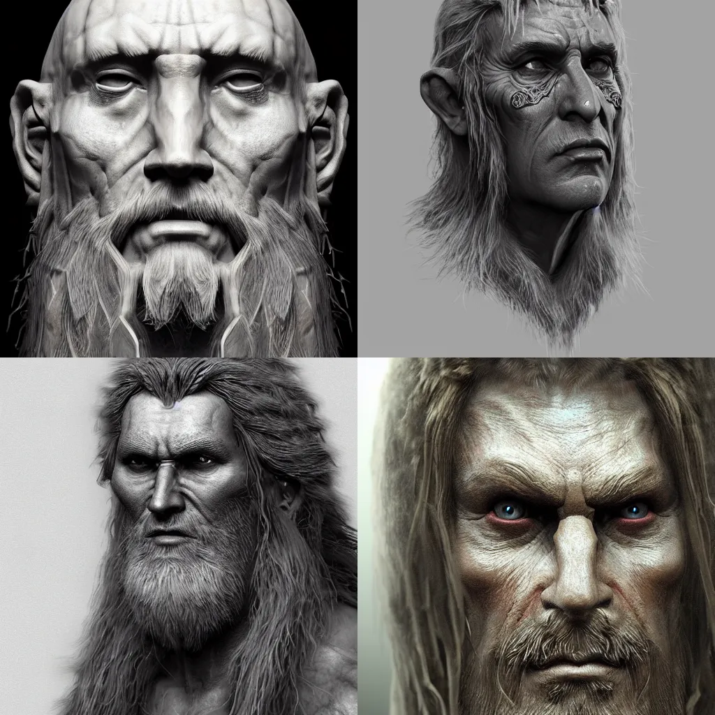 Prompt: a hyperrealistic 3d portrait render of an ancient druid with intricate details. arnold render. dark mood. Trending on ArtStation. Concept art.