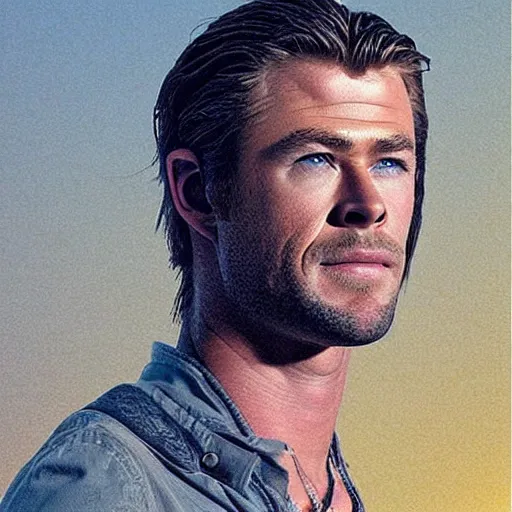 Image similar to “ chris hemsworth retro minimalist portrait by jean giraud, moebius starwatcher comic, 8 k ”