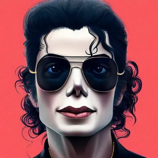 Image similar to gangster michael jackson. matte, facial features, symmetrical anatomy, hyperdetailed, digital art, baroque, pop punk art style, fantasy, body features, without duplication, art by artgerm and ilya kuvshinov and vinicius gud and gustavo zambelli, intricate, photoshop render.