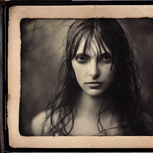 Prompt: old wetplate daguerreotype portrait of a beautiful woman, 3 0 years old, fractal, intricate, elegant, highly detailed, parallax, leica, subsurface scattering, by luis royo and greg rutkowski