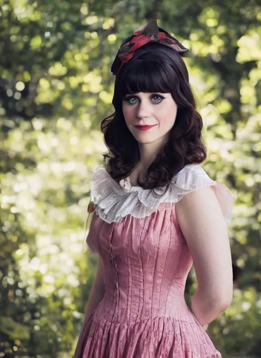 Image similar to Zooey Deschanel for Victorian Secret, perfect face, hot summertime, full length shot, XF IQ4, 150MP, 50mm, f/1.4, ISO 200, 1/160s, natural light, Adobe Photoshop, Adobe Lightroom, DxO Photolab, Corel PaintShop Pro, rule of thirds, symmetrical balance, depth layering, polarizing filter, Sense of Depth, AI enhanced