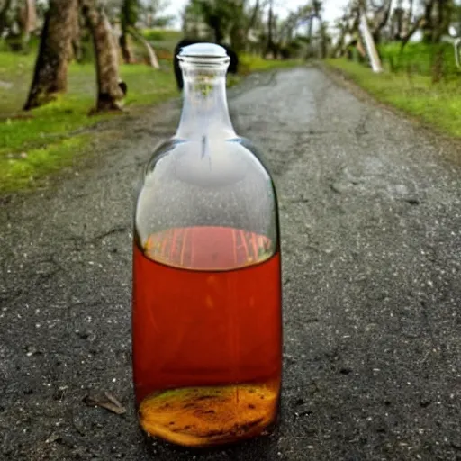 Prompt: A photo of a tornado in a bottle