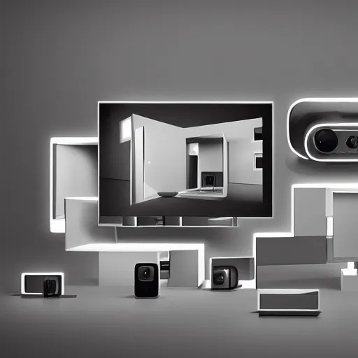 Image similar to Samsung SmartThings, concept art, designed by M. C. Escher, studio ambient lighting