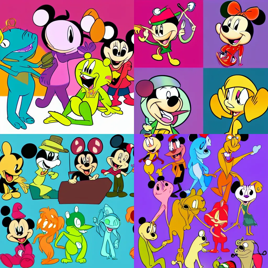 Prompt: Disney characters in the style of Happy Tree Friends