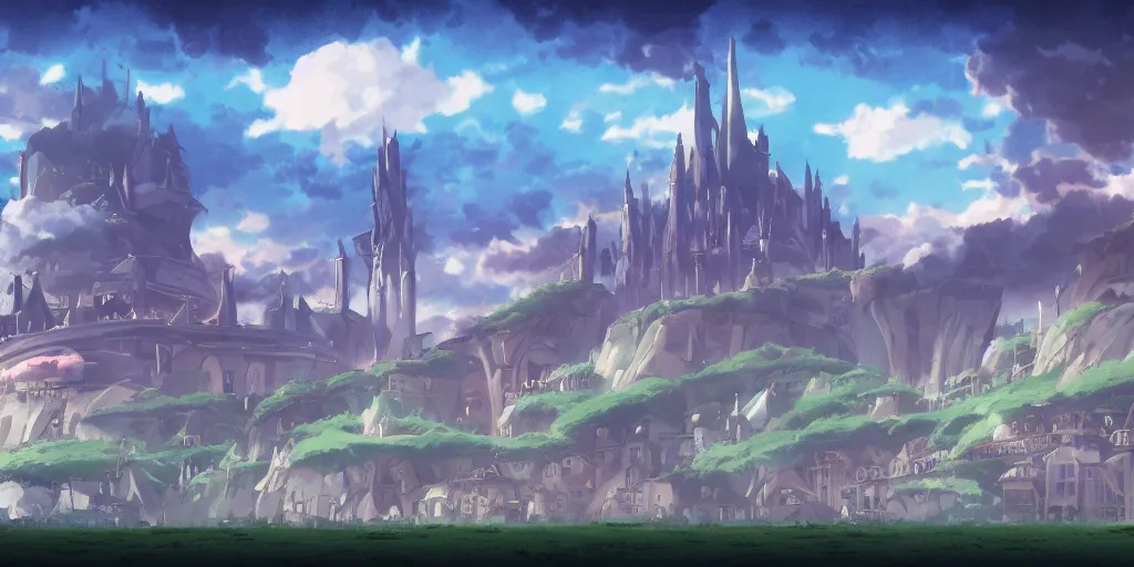 Prompt: landscape, Little Witch Academia, no people, Ghibli, Anime Background, Miyazaki Hayao, concept art, illustration,smooth, sharp focus, intricate, super wide angle, trending on artstation, trending on deviantart, 4K