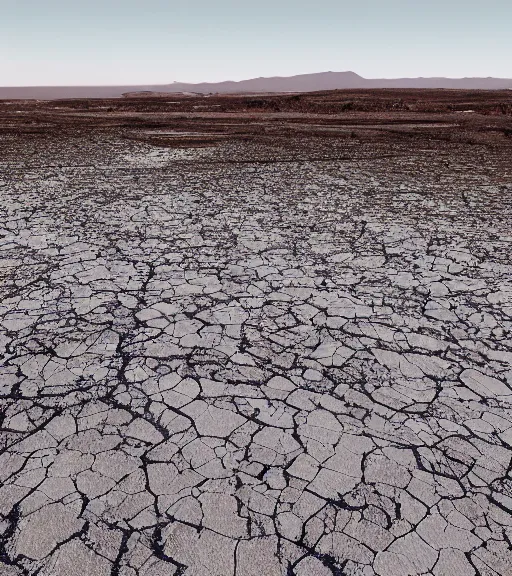 Image similar to hyperealistic render of a simple white bioremediation architecute in the mining tailings in chuquicamata city, atacama desert filled with stars at night, hazy and misty, uhd, high detail, corona render, unreal engine, ue 5, vray