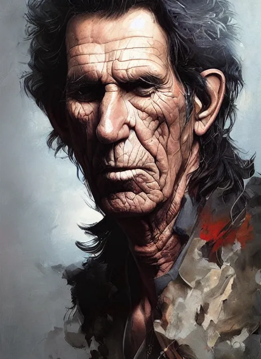 Prompt: Portrait of Keith Richards, marvel comics, dark, intricate, highly detailed, smooth, artstation, digital illustration by Ruan Jia and Mandy Jurgens and Artgerm and Wayne Barlowe and Greg Rutkowski and Frank Frazetta