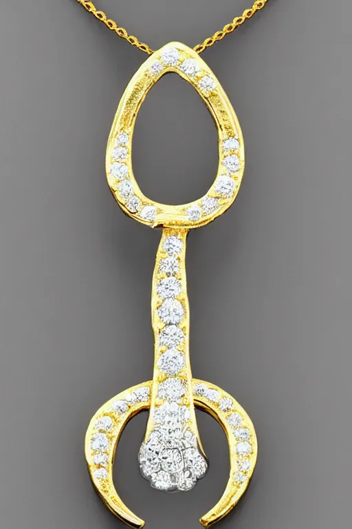 Image similar to gold and diamond pendant with the same shape and features as this photo