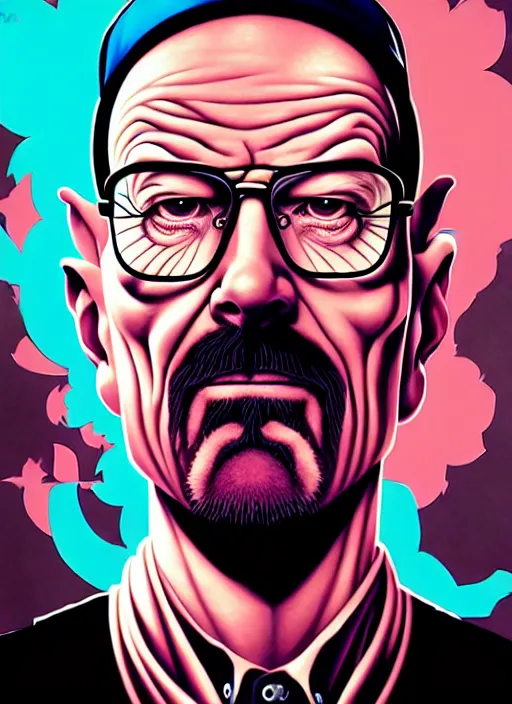 Prompt: zombie walter white mixing chemicals, tristan eaton, victo ngai, artgerm, rhads, ross draws