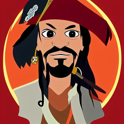 Prompt: Captain Jack Sparrow, Cartoon Style, Disney renaissance animated