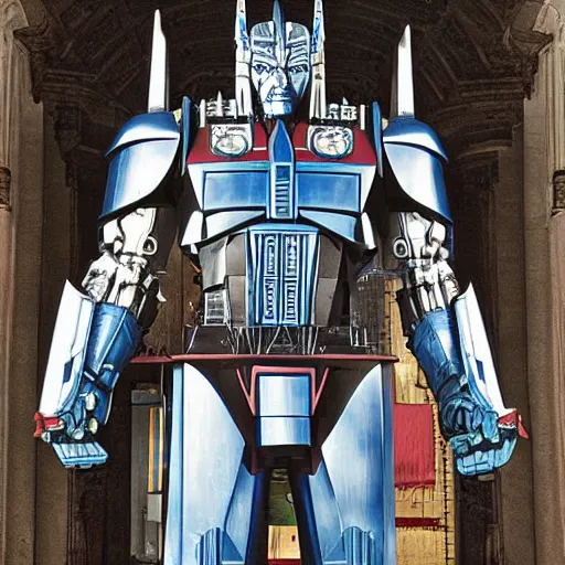 Image similar to optimus prime as a marble statue, highly detailed photograph