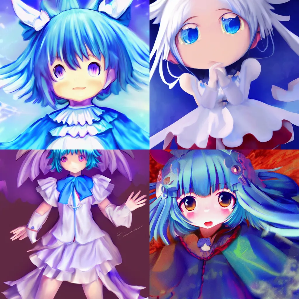 Image similar to professional digital artwork of Cirno from Touhou Project, fine art, fine anatomy with correct details digital art of Cirno trending on Artstation